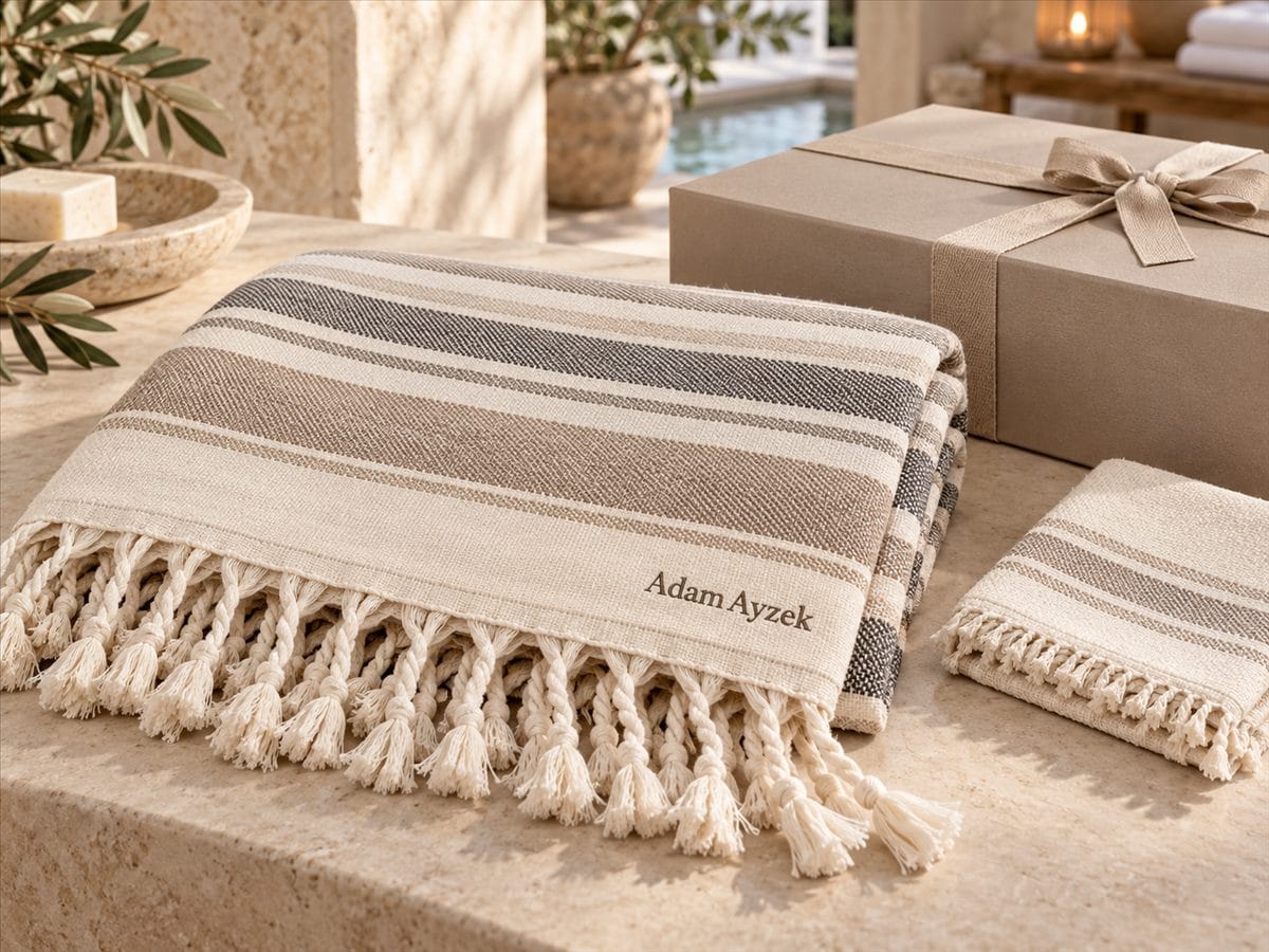 Promotional peshtemal with Adam Ayzek embroidery